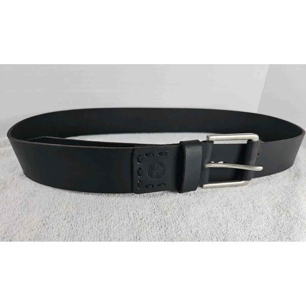 TIMBERLAND Unisex Plain‎ Black Genuine Leather Belt w/ Buckle Size 34 NEW